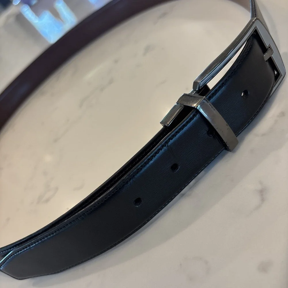 Penguin Genuine Leather Belt Black Men's Size 40‎ Silver/Bronze Buckle